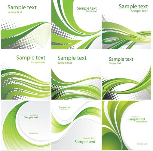 Green Waves Backgrounds design vector set