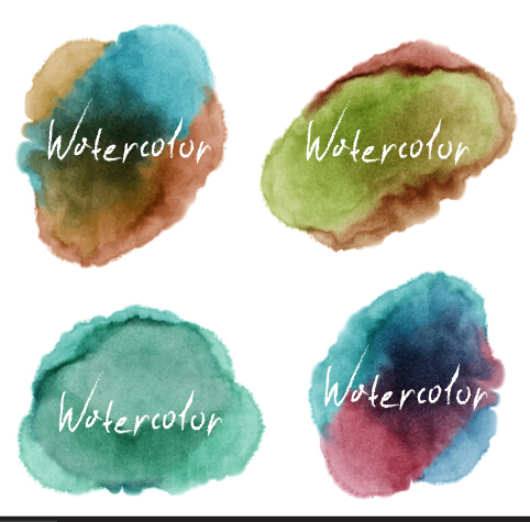 Grunge watercolor blots vector material 01