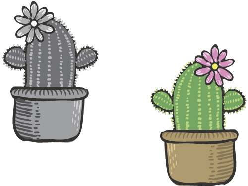 Hand drawn flowers in pot vector material 03