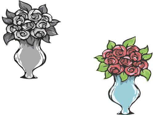 Hand drawn flowers in pot vector material 05