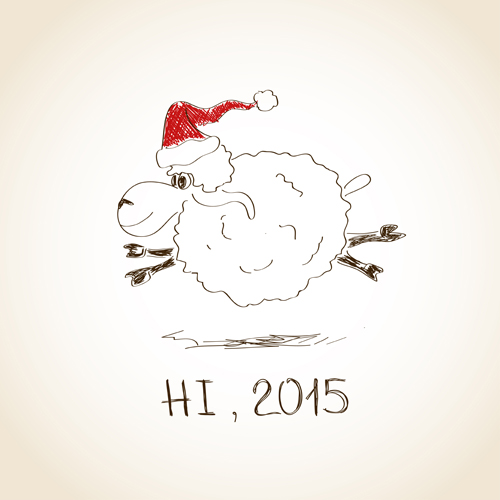 Hand drawn sheep year 2015 background