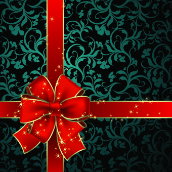 Beautiful bow holiday cards vector set 06