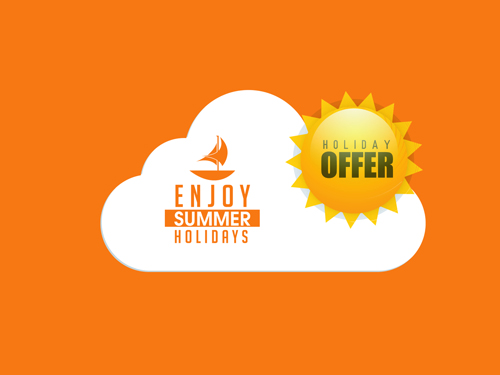Orange styles summer holiday vector poster 01