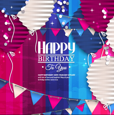 Origami balloon with happy birthday background 06
