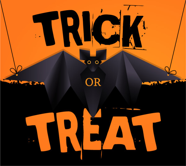 Origami black bat vector halloween background