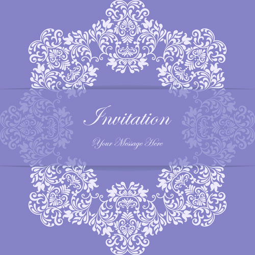 Purple floral ornaments cards vector 03