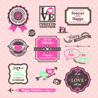 valentines valentine Retro font labels label 