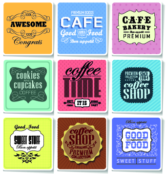 Retro food labels illustration vector 01