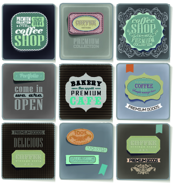 Retro food labels illustration vector 02