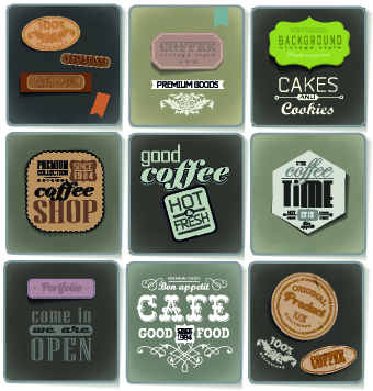 Retro food labels illustration vector 03