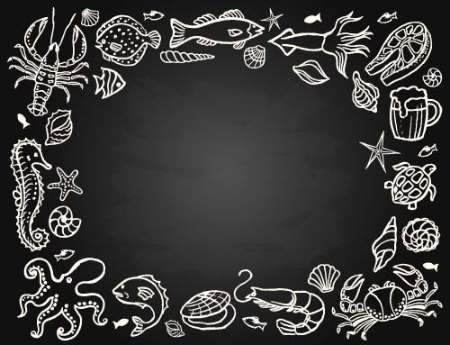 Sea food vintage styles vector 02
