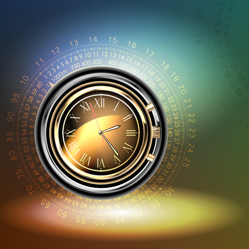 Shiny Clock vector backgrounds 02