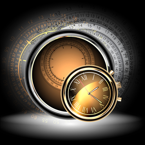 Shiny Clock vector backgrounds 04