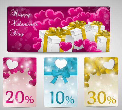 Shiny valentines day gift cards set 04