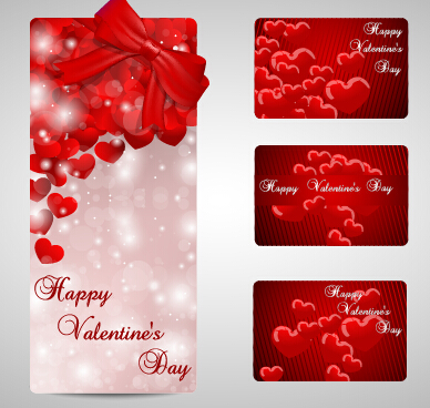 Shiny valentines day gift cards set 10