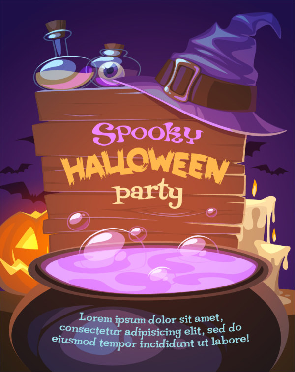 Spooky halloween party poster vector art