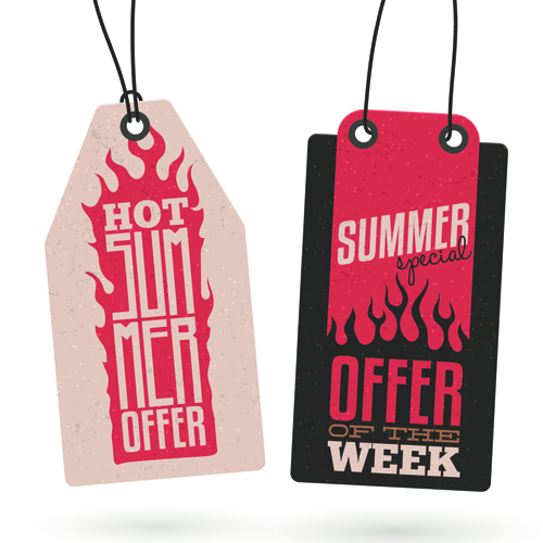 summer discount sale tags vector 01 Vintage cardboard summer discount sale tags vector 01