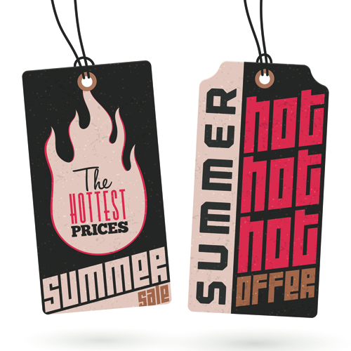 Vintage cardboard summer discount sale tags vector 03