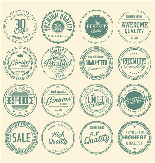Vintage round stamp label vector 01