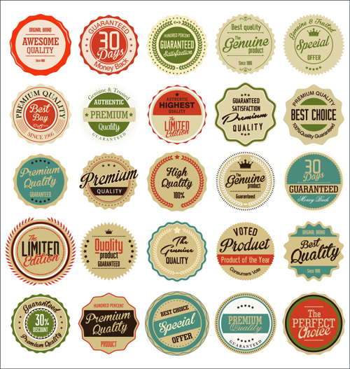 Vintage round stamp label vector 02
