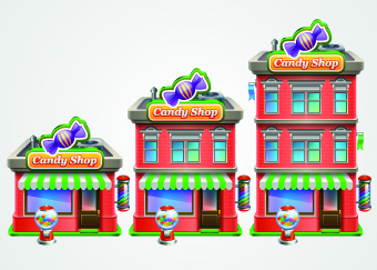 House building template vector set 02
