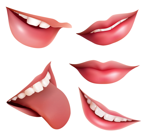 Lips design elements vector set