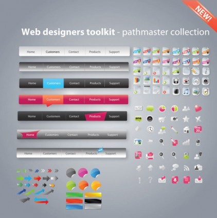web design button with icons toolkit vector web design button with icons toolkit vector