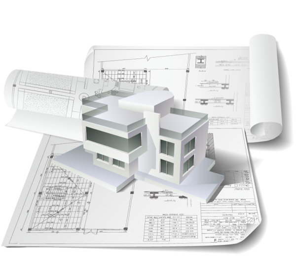 Architecture drawings design elements vector graphics 01