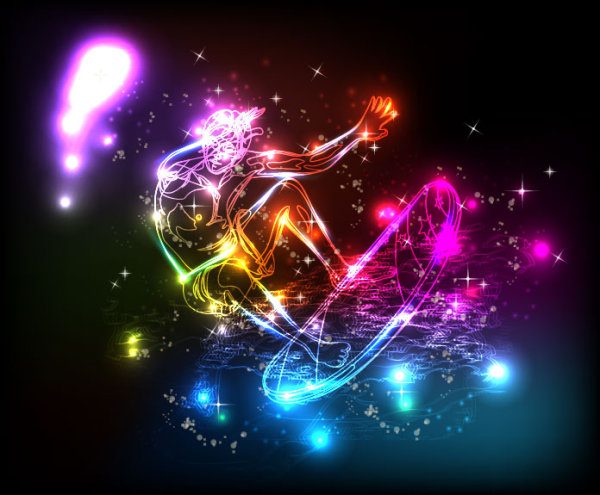 neon and people Illustrations vector 05