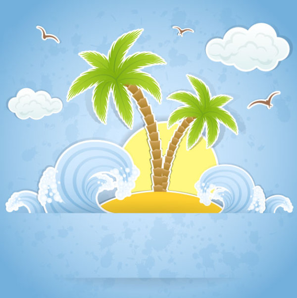Summer travel in tropical design elements vector 02