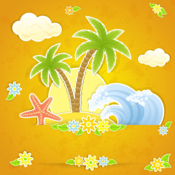Summer travel in tropical design elements vector 04