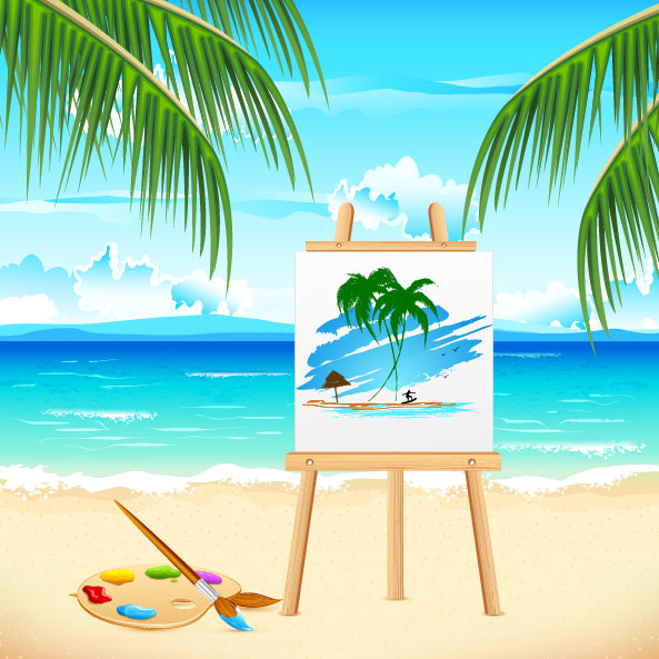 Summer travel in tropical design elements vector 05