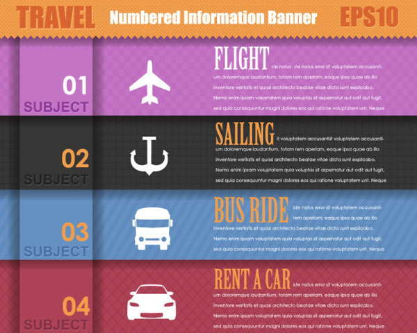 Set of Number of information banner vector graphic 02
