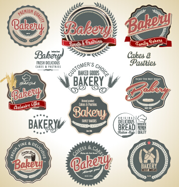 Bakery label retro style vector 03