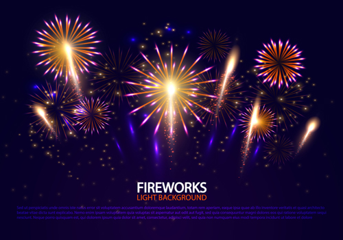 Beautiful fireworks light background art vector 01