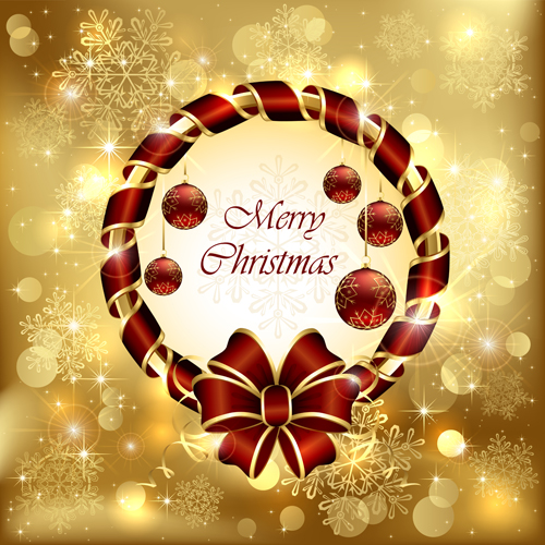 Beautiful xmas baubles shiny background vector 03