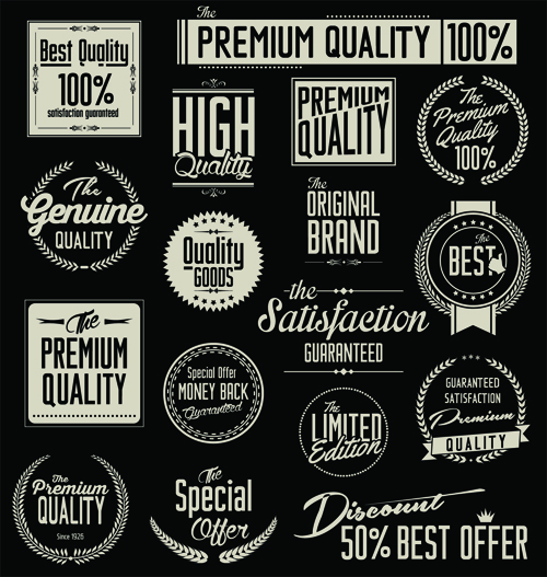 Black and white sale labels retro style vector
