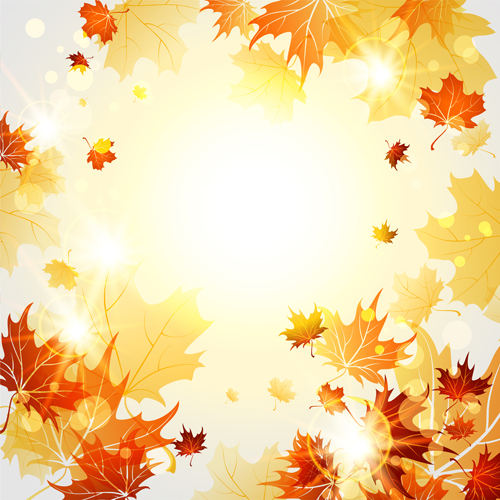 Bright autumn leaves vector backgrounds 06