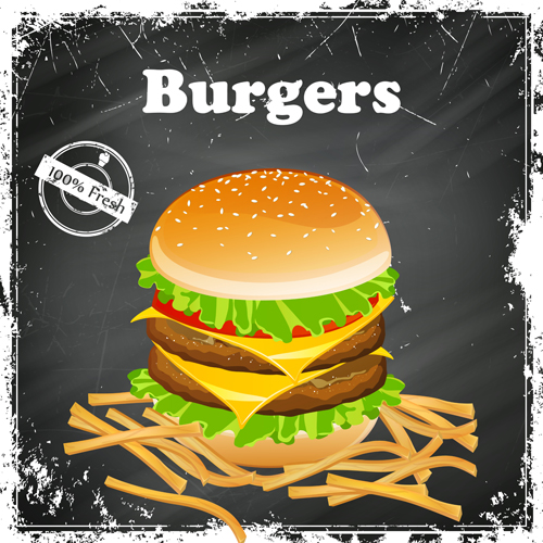 Retro font grunge burgers background 