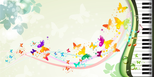vector background music butterflies background 