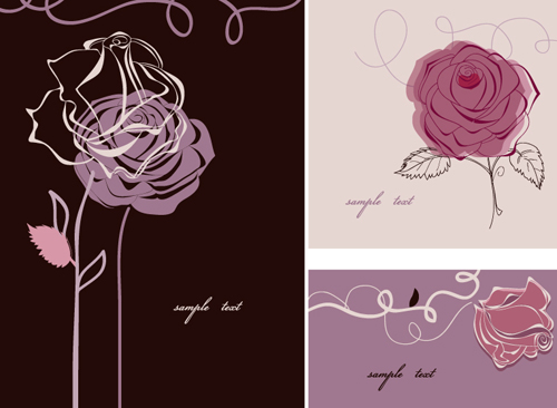 Hand drawn flower of Stylish card vector 03