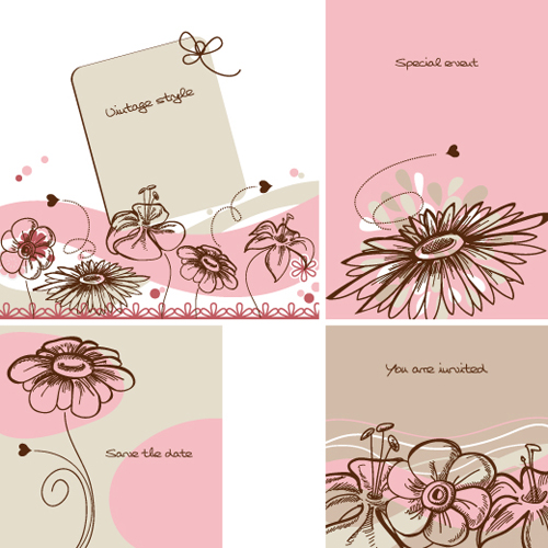 stylish hand drawn flowers flower card 