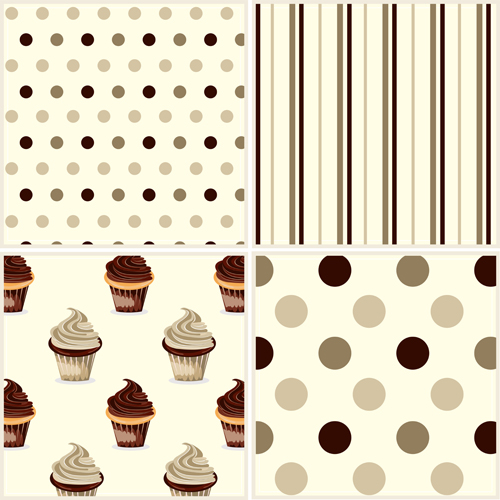 Chocolate cupcake with circle dot and vertical line pattern seamless vector Chocolate cupcake with circle dot and vertical line pattern seamless vector