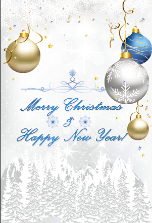 Christmas ball and snow new year background