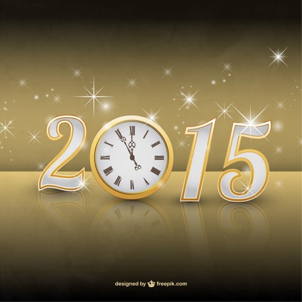 Clock and 2015 new year shiny background