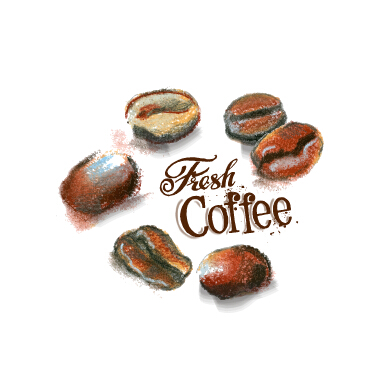 Hand drawing coffee beans 