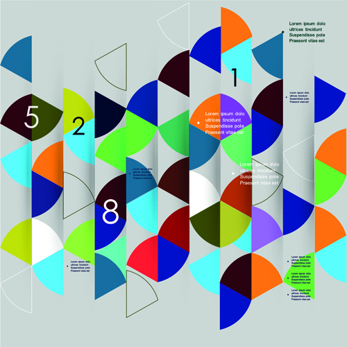Colored mosaic business infographic vector 01