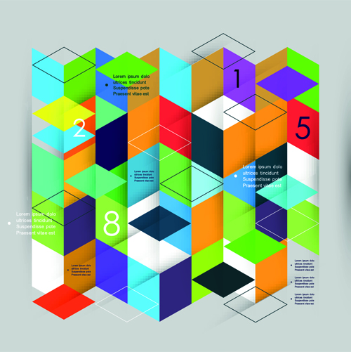 Colored mosaic business infographic vector 02