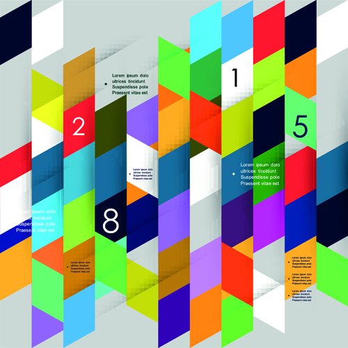 Colored mosaic business infographic vector 03