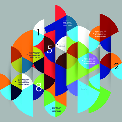 Colored mosaic business infographic vector 04